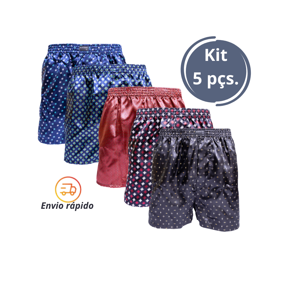 Kit 5 Samba Canção de Cetim Cores Estampada