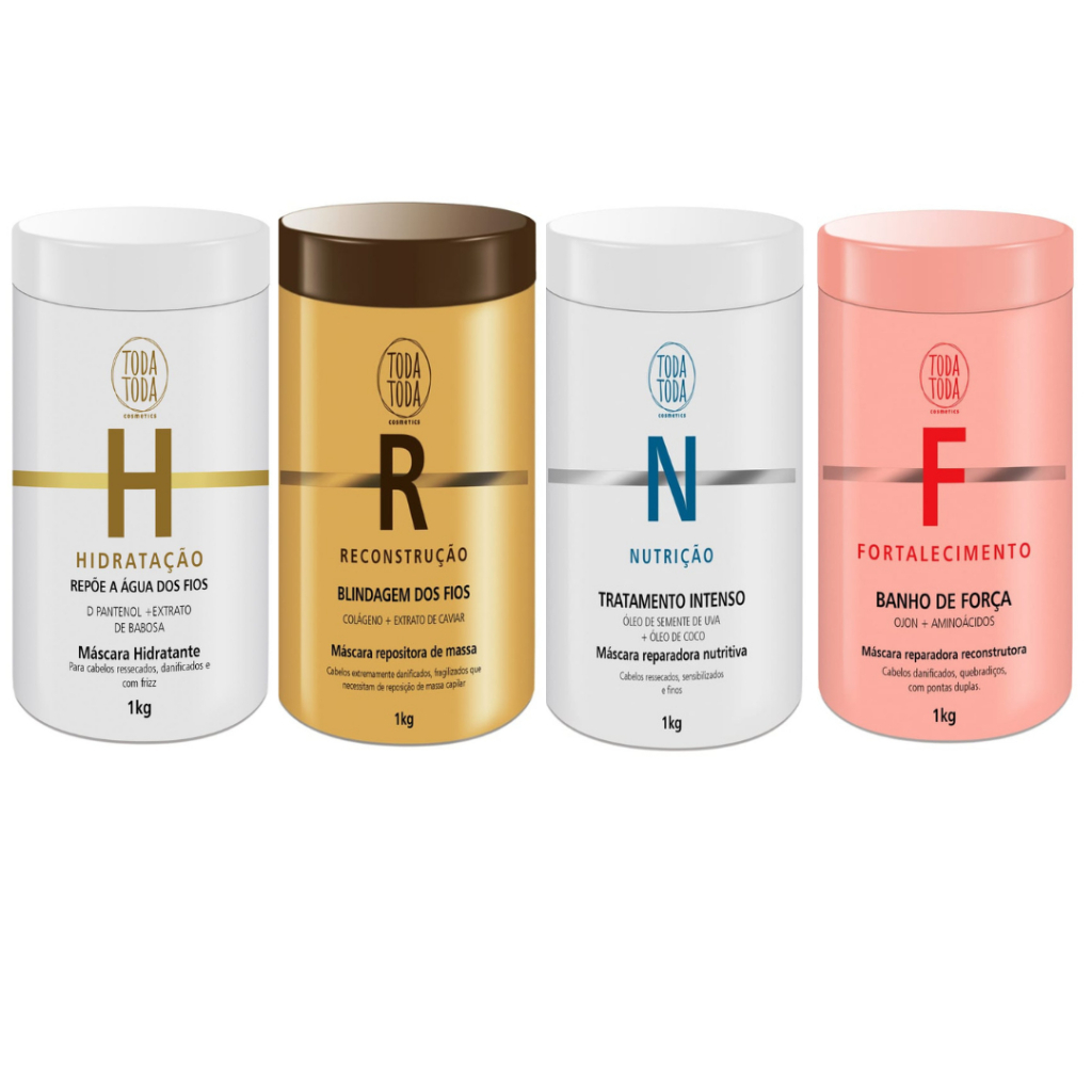 Kit 4 Máscaras Todatoda 1kg Tratamento Completo