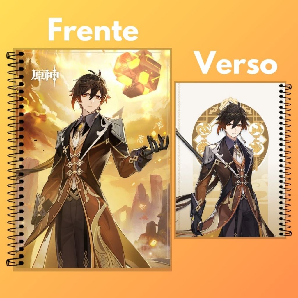 Caderno Personalizado Genshin Impact Jogo Anime Desenho - 1, 10, 15 e 20 Matérias.