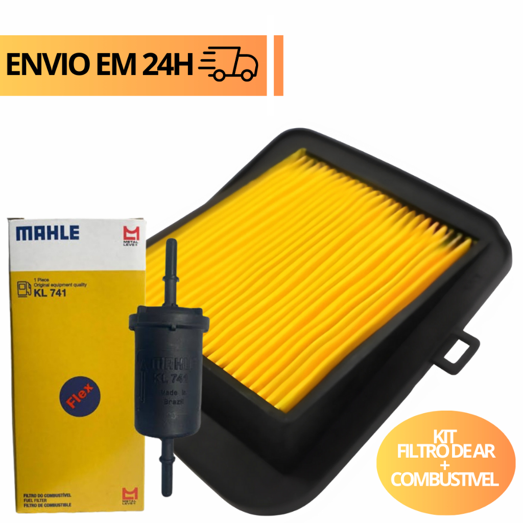 Kit Filtro Ar Elemento Modelo Original + Filtro Combustível Flex Metal Leve Kl741 Titan Fan Start 125 150 160 2014 -2024