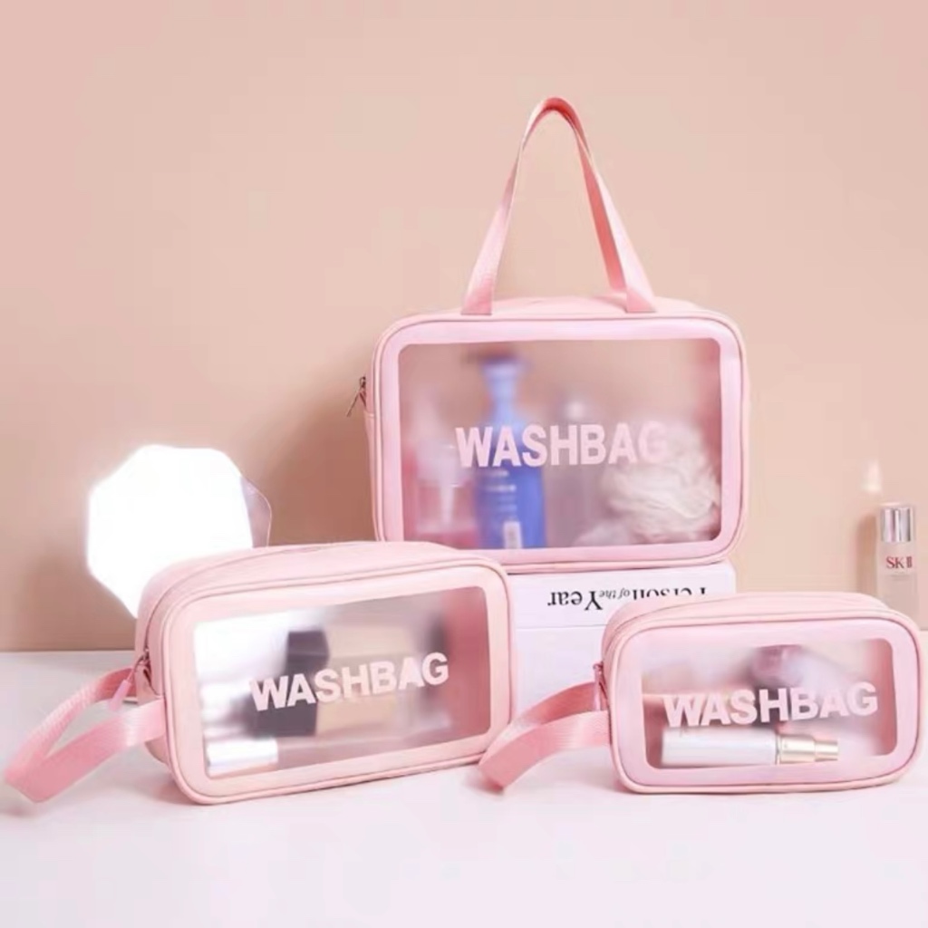 Kit 3 Bolsas Necessaires Estojo Wahsbag Transparente PVC À Prova d’água Multineos