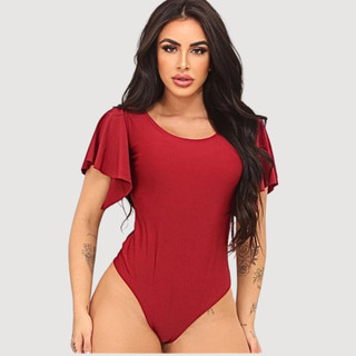 Body Feminino Manga Flare Suplex Blusa Feminina Básica Manga Curta