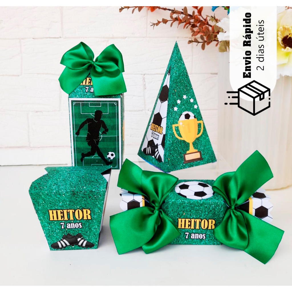 Kit Pegue Monte Personalizados Futebol - Escolha de 20 a 60 Caixinhas Lembrancinhas Aniversário