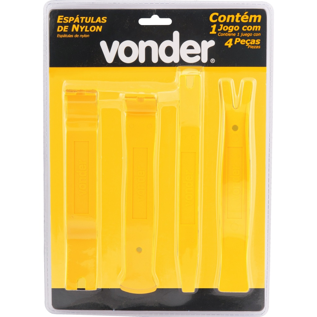 Jogo de espátulas de nylon para desmontar painel de veiculos com 4 peças - Vonder