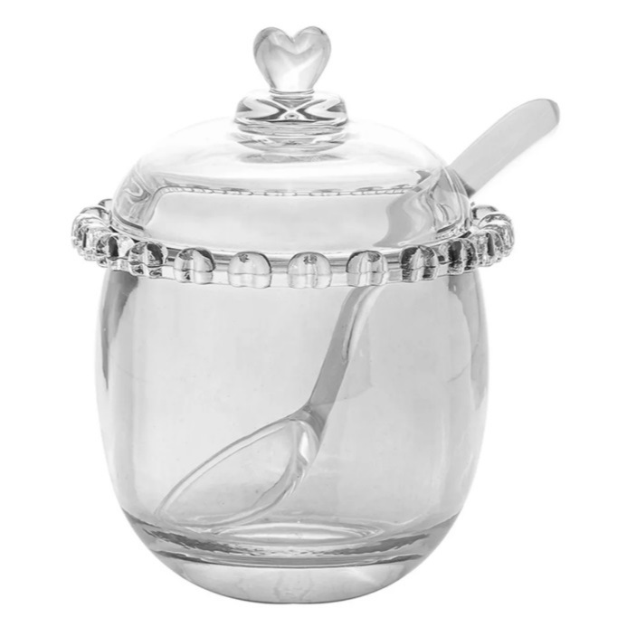 Açucareiro com Colher e Tampa de Vidro Cristal Coração 12cm Lyor em Oferta na Shopee