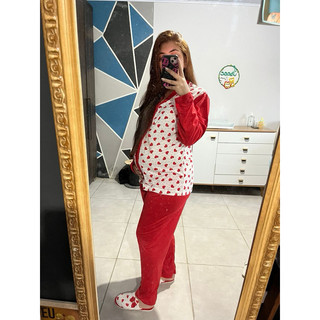 Pijama Com Pantufa /pijama Com Botão /pijama Pós Parto/pijama Para Cirurgia / Pijama Malha 100% Algodão