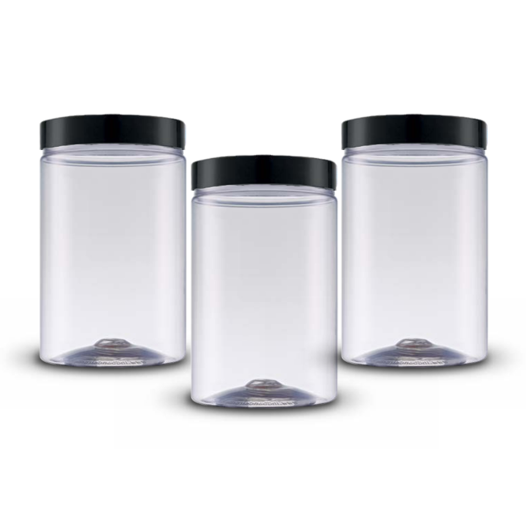 Kit 3 Potes 1500ml Reto Transparente Básicos Minimalista Tampa Preta de Rosca Cozinha Mantimento achadinhos da shoppe