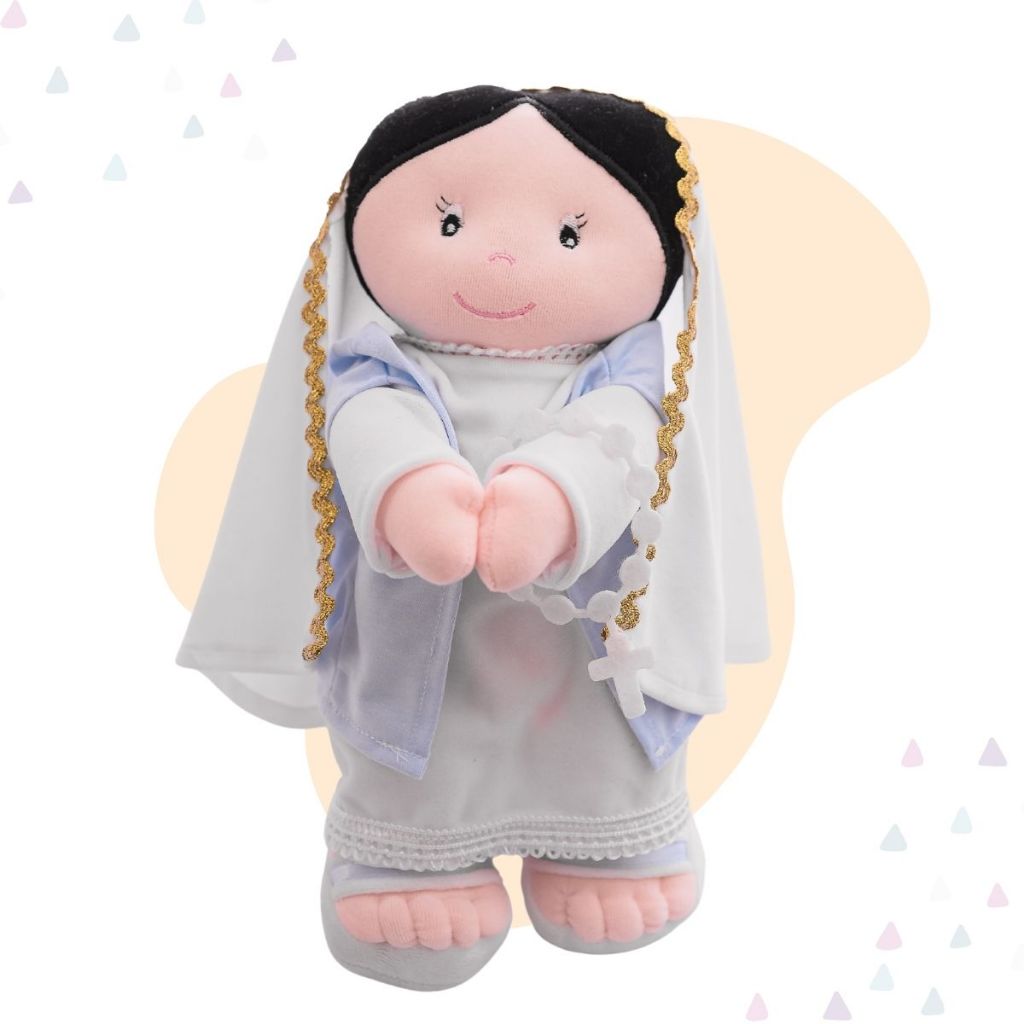 Boneca Virgem Maria Religioso Pano Pelúcia Católico Divino Presente Criança Lavável Antialérgico