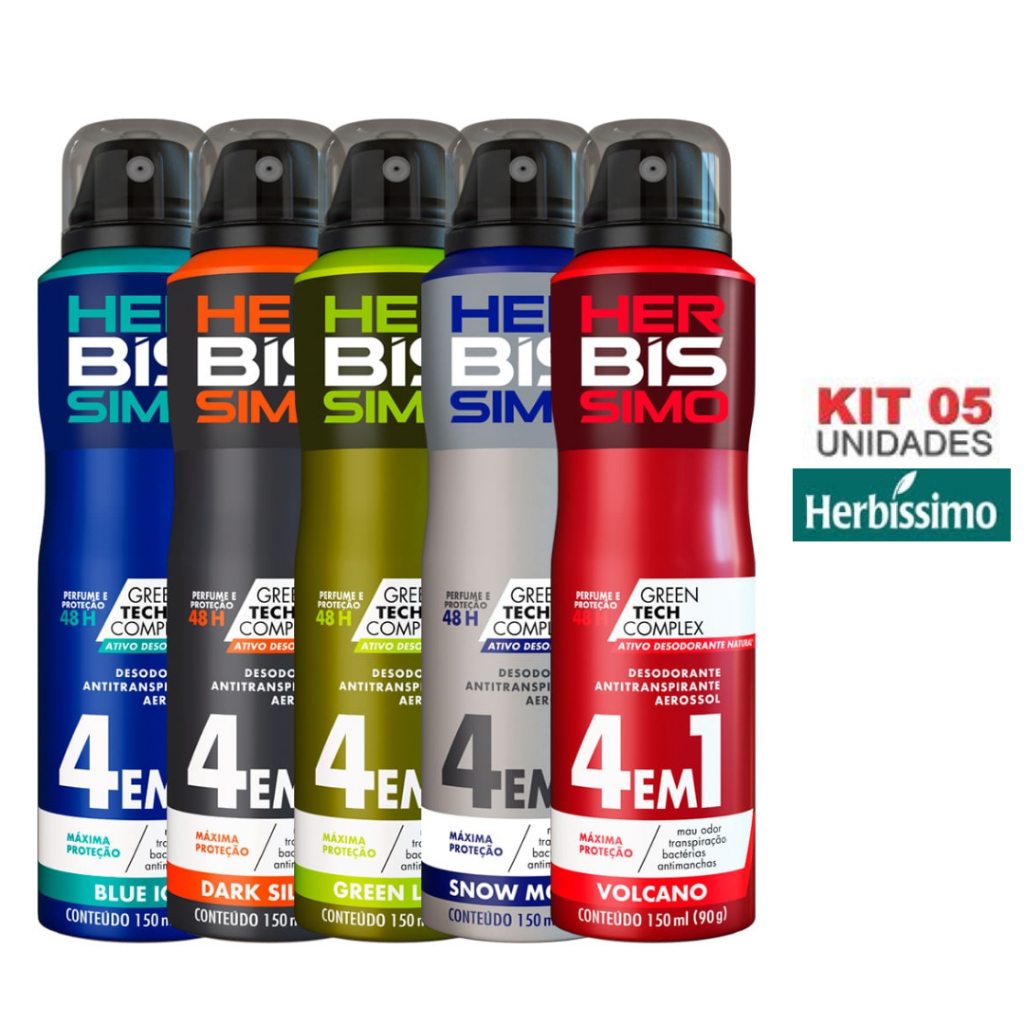Kit Desodorante Aerosol Antitranspirante Herbíssimo 150Ml com 5 Unidades