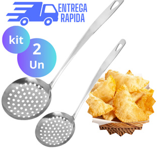 Kit 2 Escumadeira para Fritura em Aço Inoxidável Maciço 32 cm em Oferta na Shopee