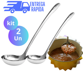 Kit 2 Concha de Sopa Feijão em Aço Inoxidável Maciço Grande 32 cm em Oferta na Shopee