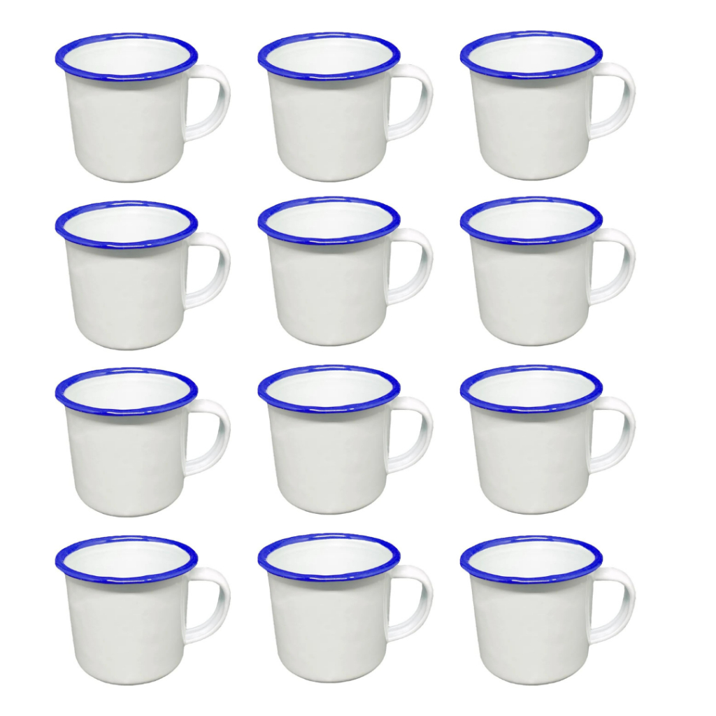 Caneca Esmaltada 300ml Retro 08 Branca, Azul, Vermelha Ou Verde Escolha a Cor - 60 Unidades