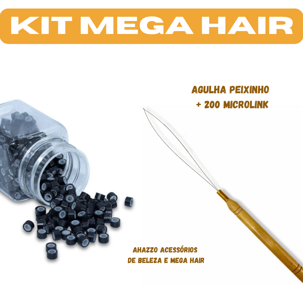 Kit Para Aplicação De Mega Hair 200 Microlinks Com Silicone + 1 Agulha em Oferta na Shopee