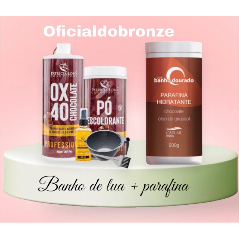 kit banho de lua chocolate Patrícia Lobo + parafina chocolate 900g capilar essência.