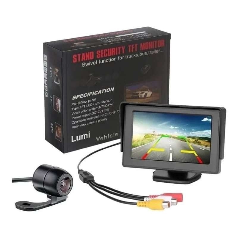Kit Tela Retrovisor 4.3 Fixa Mais Câmera de Ré