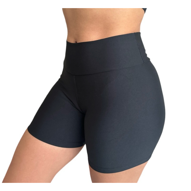 shorts de academia feminino suplex zero transparência cintura alta em Oferta na Shopee
