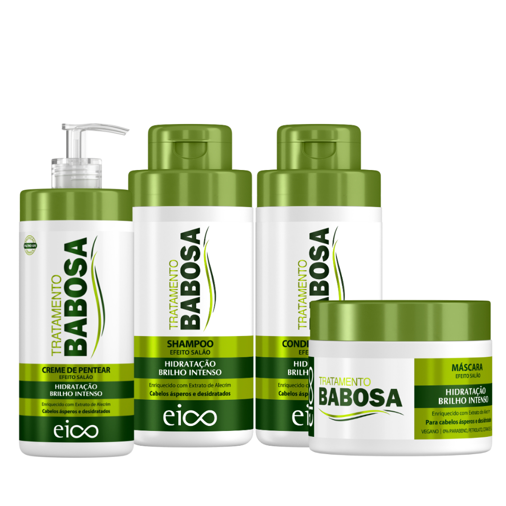 Eico Tratamento Babosa Shampoo Condicionador Máscara Creme de Pentear Hidratação Brilho Intenso - Beauty