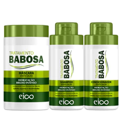 Eico Tratamento Babosa Shampoo Sem Sal Brilho Condicionador Leave-in 450ml + Máscara Hidratação 1kg