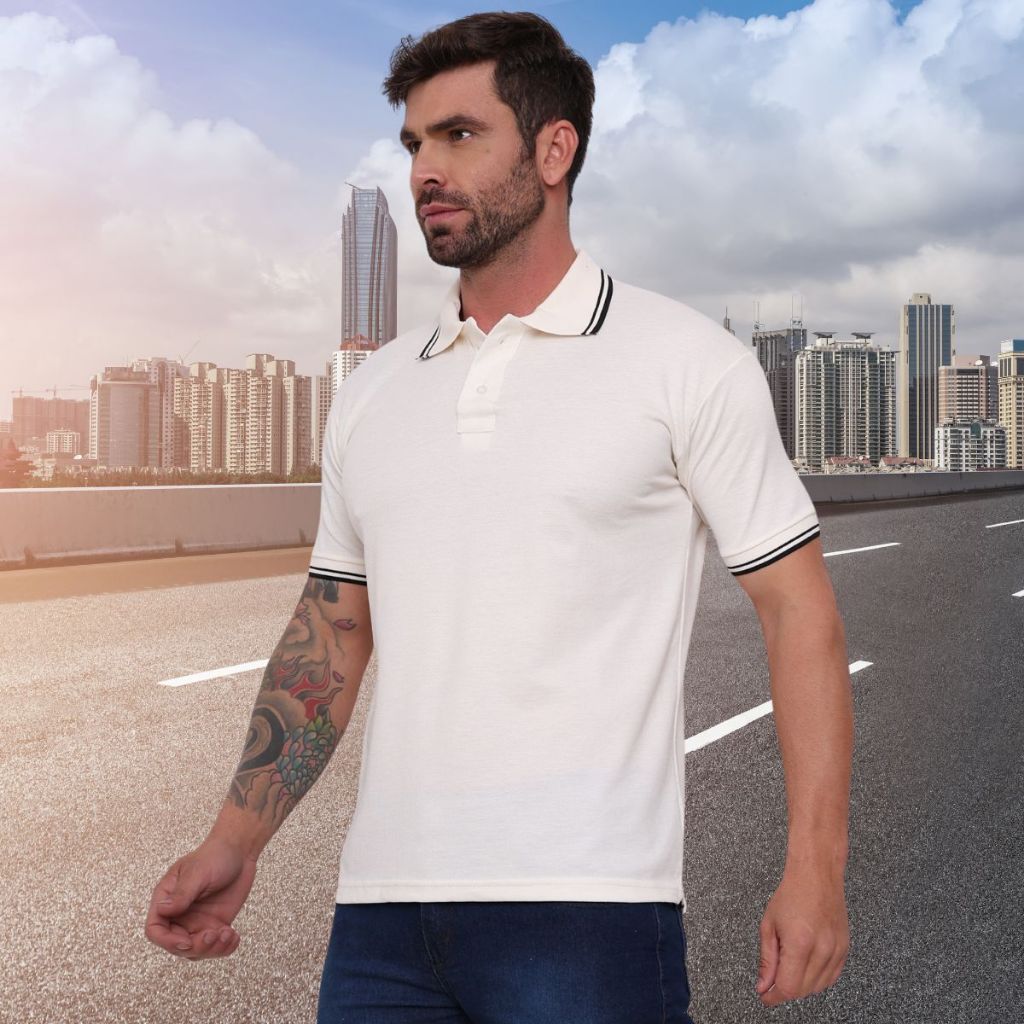 Camisa Gola Polo Masculina Camiseta de AlgodãoRoupas casuais de escritório Outlet de fábrica