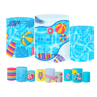 Trio de Capas Cilindros Festa Tecido Sublimado 3D Pool Party em Oferta na Shopee