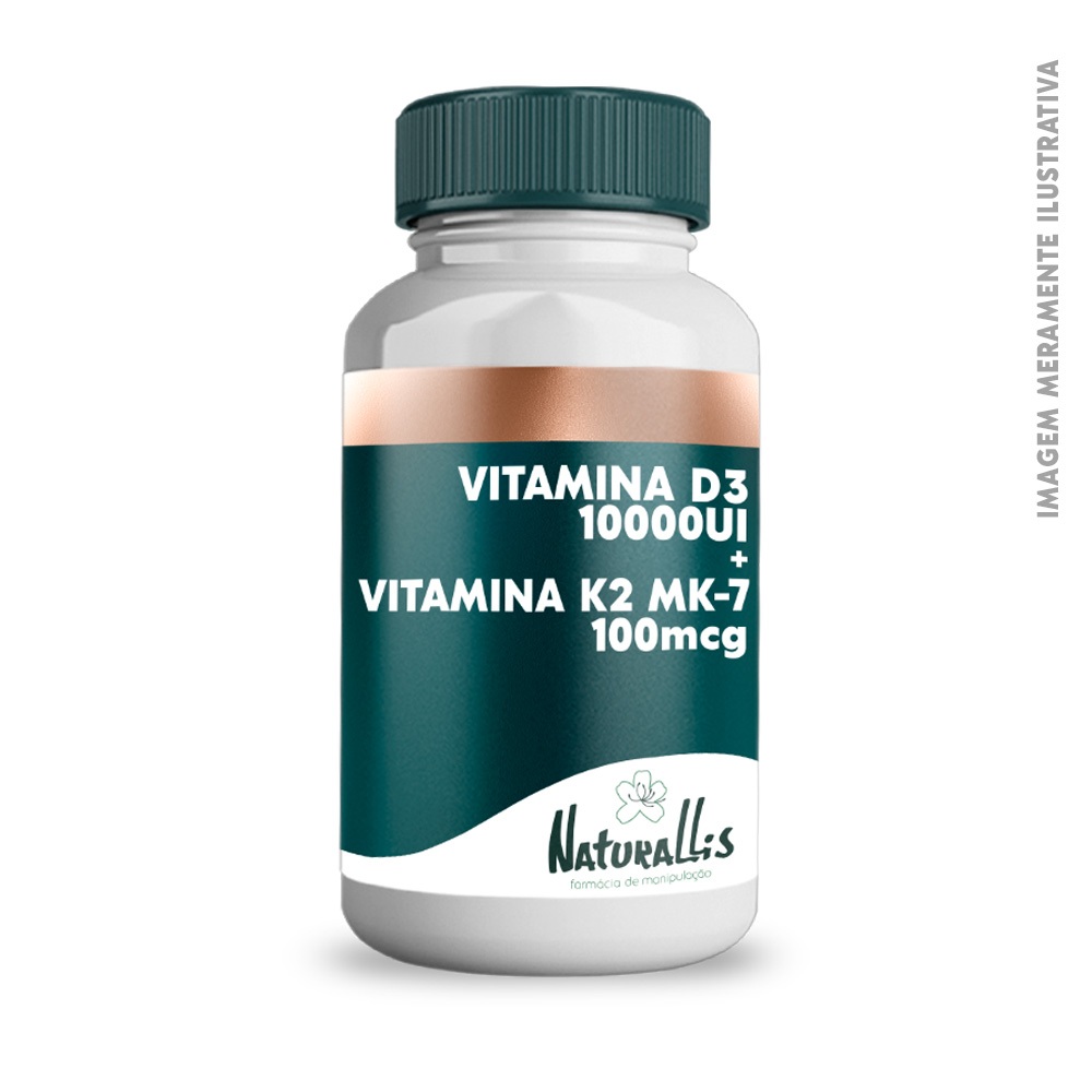 Vitamina D3 10000 UI + Vitamina K2 MK-7 100mcg - 60 ou 120 pastilhas sublingual