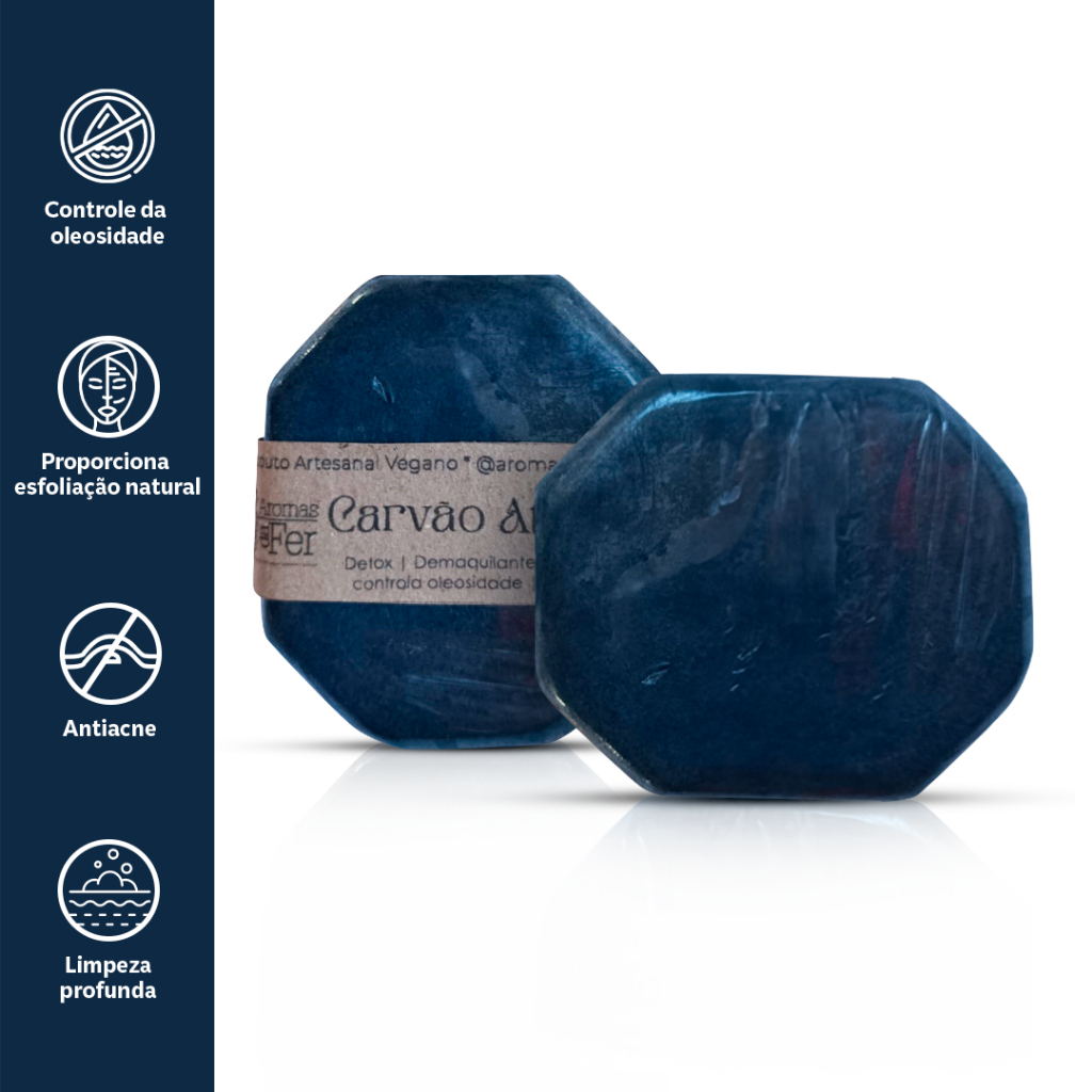 Kit 3 Sabonete Facial Antiacne Esfoliante de Carvão Ativado