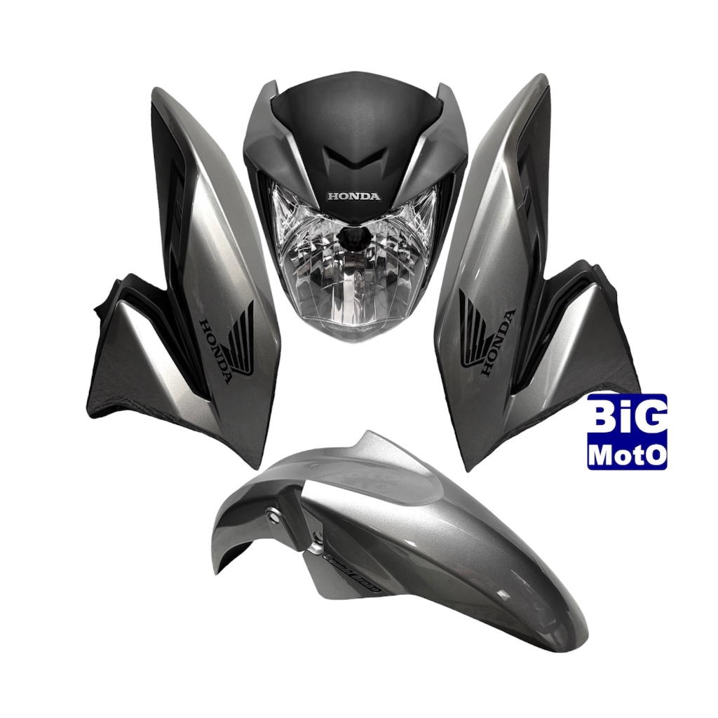 Kit CG Titan 160 2022/2023/2024 Prata Iron nai (cor da fan 23) - Frente Titan 160 com aranha + Par Aba do tanque CG Titan 160 2022/2023/2024 com Complemento + Paralama dianteiro