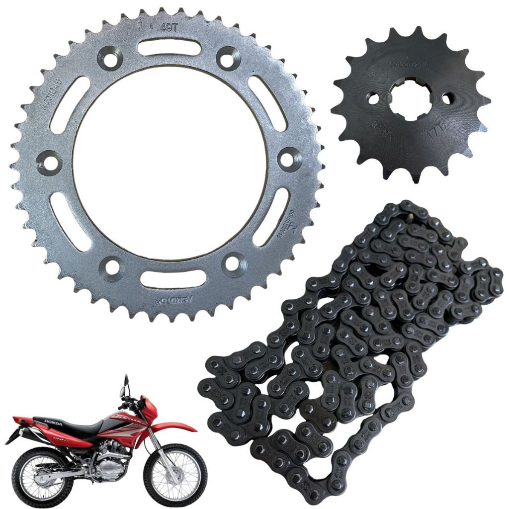 Kit Transmissão Relação Completo Honda Nxr Bros 150 2003 Até 2014 Aço 1045