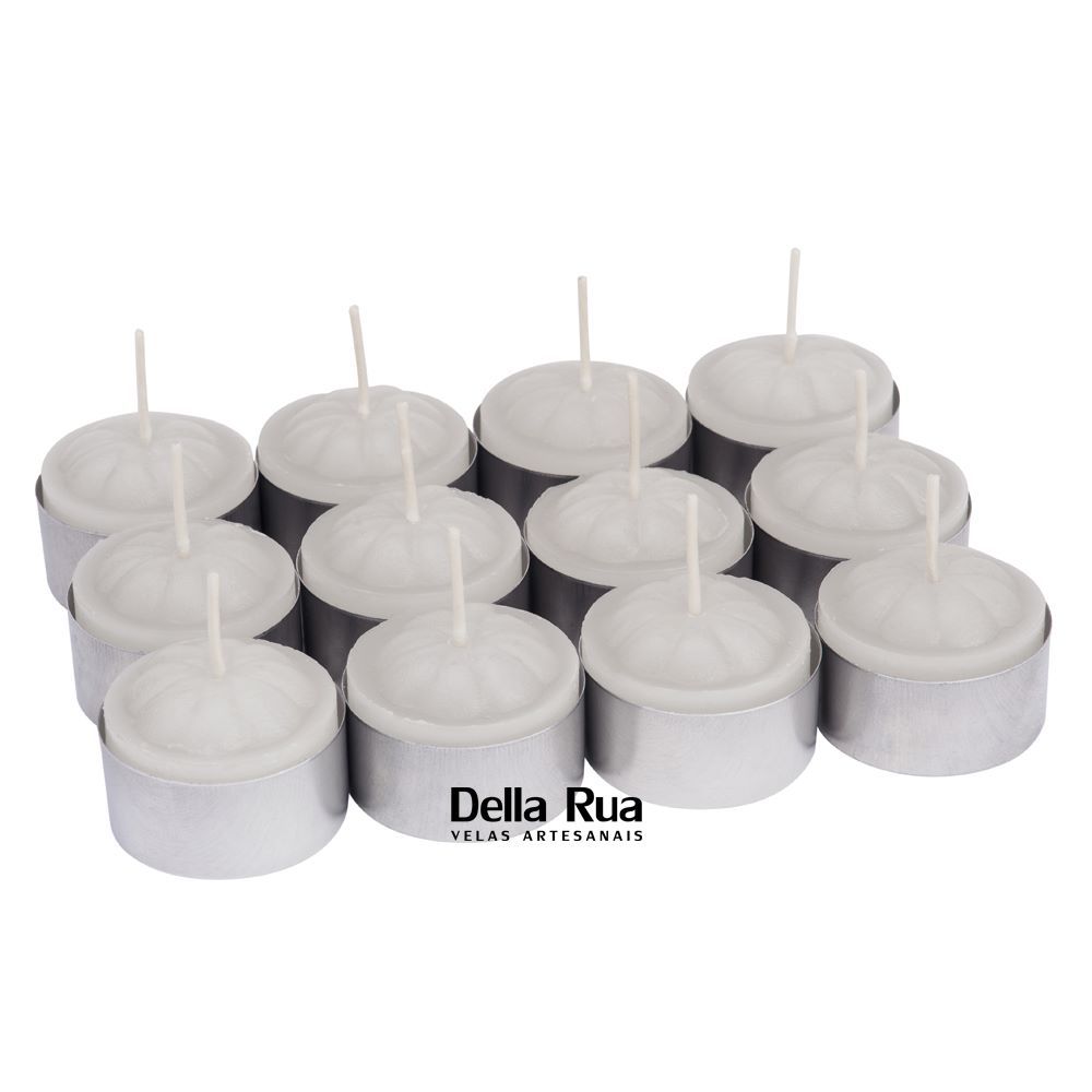 Kit 20 Velas Rechaud Branca Suporte Alumínio