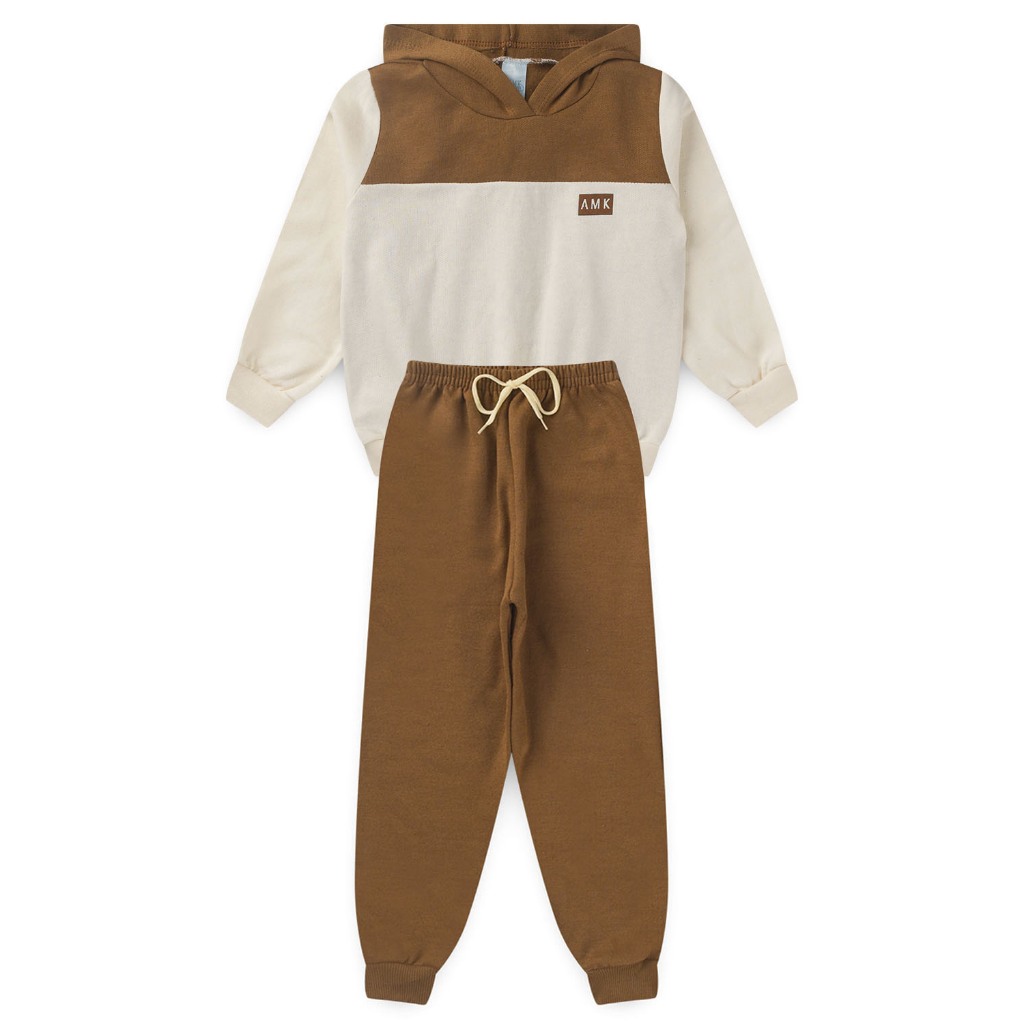 Conjunto Moletom Flanelado Infantil Maculino Calça e Blusa Com Capuz de Menino inverno L60