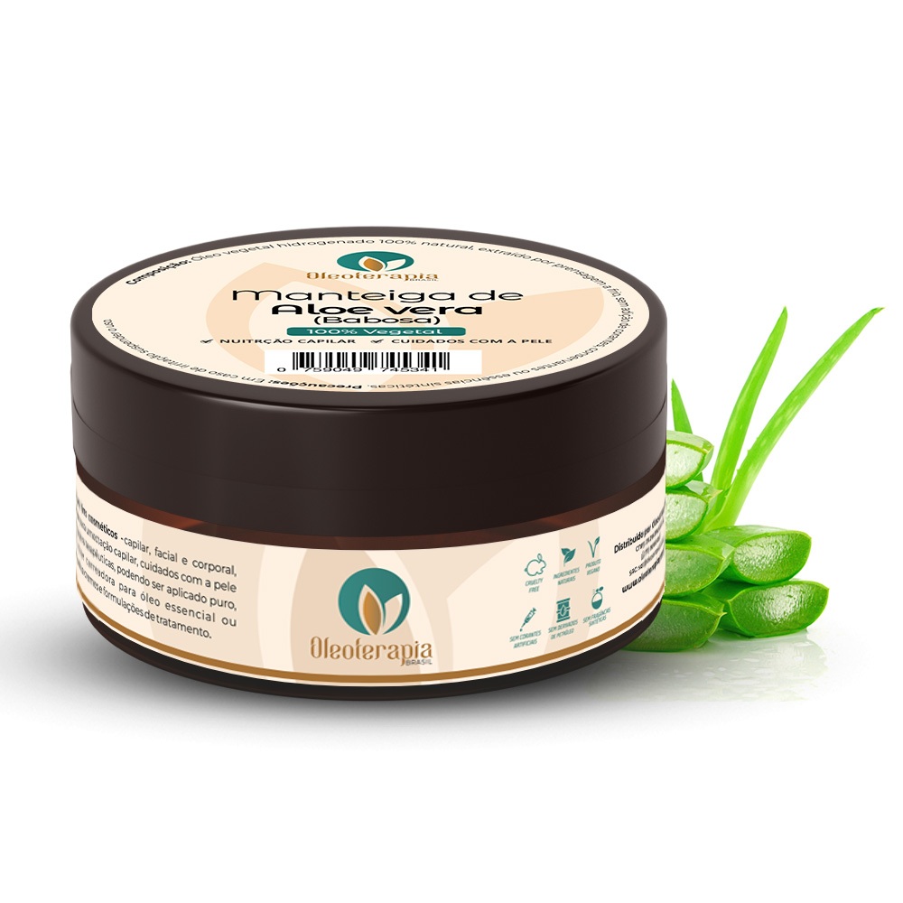 Manteiga de Aloe Vera (babosa) - Pura e 100% natural uso capilar e corporal
