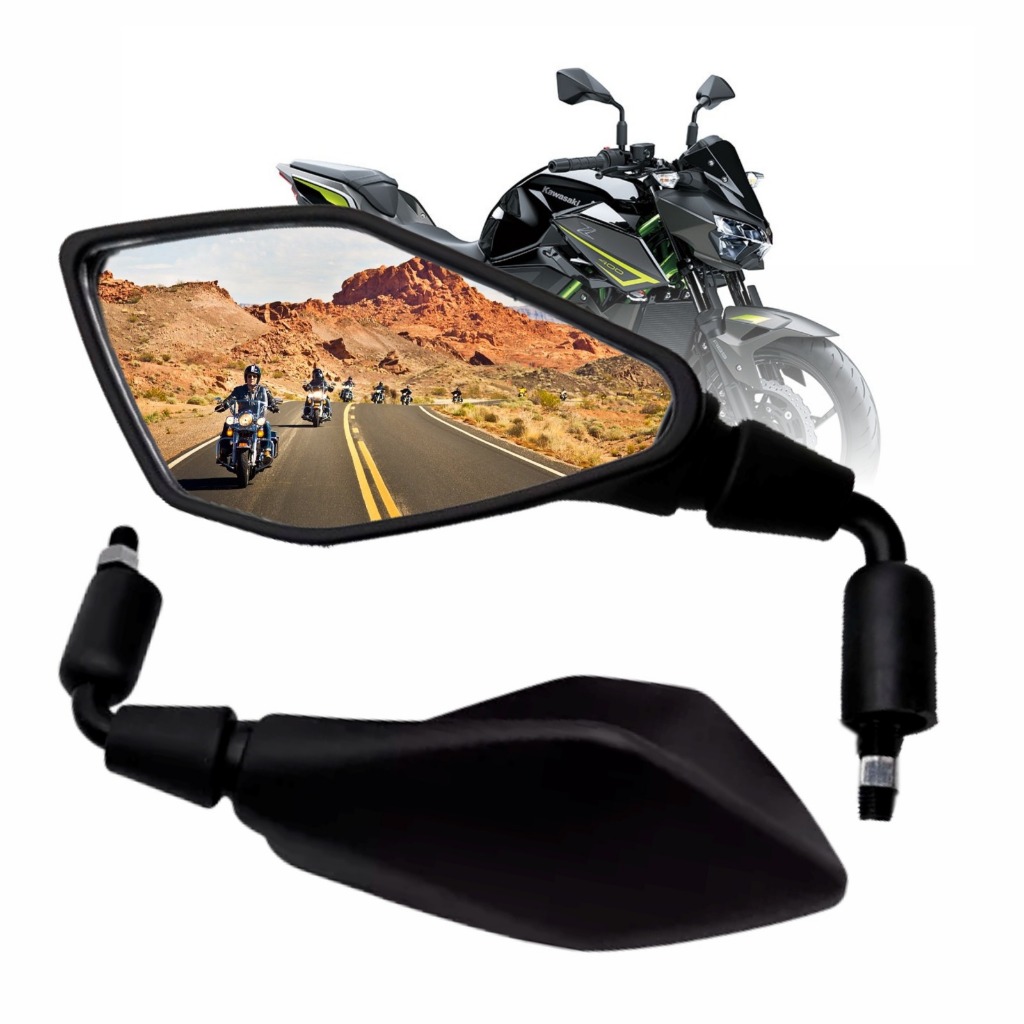 Retrovisor Modelo Z400 Rosca Honda Fixo Haste Curta Esportivo Kawasaki Lente Convexa
