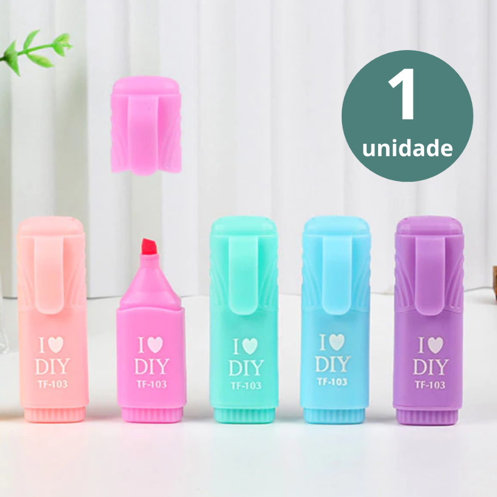 Marca Texto Mini Fluorescente com Clip