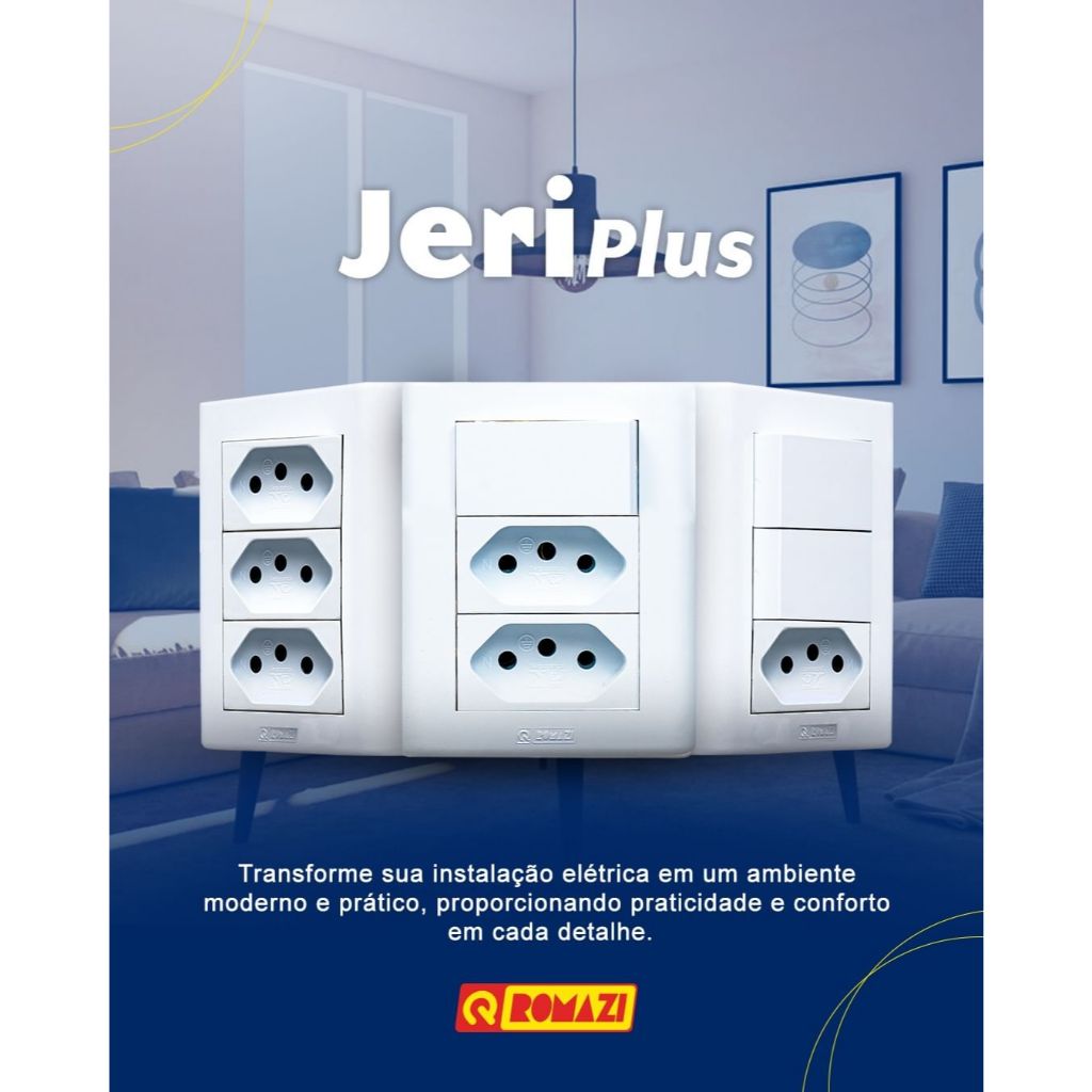 Conjunto Tomada e Interruptores Sobrepor Romazi Jeri Plus em Oferta na Shopee