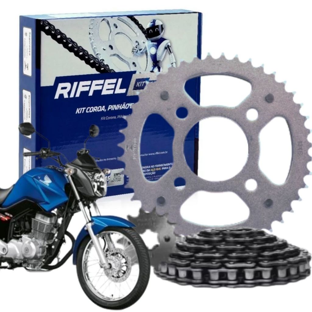 Kit Relação Tração Transmissão Honda Cg Titan Fan 150 2004 a 2015 Original Riffel