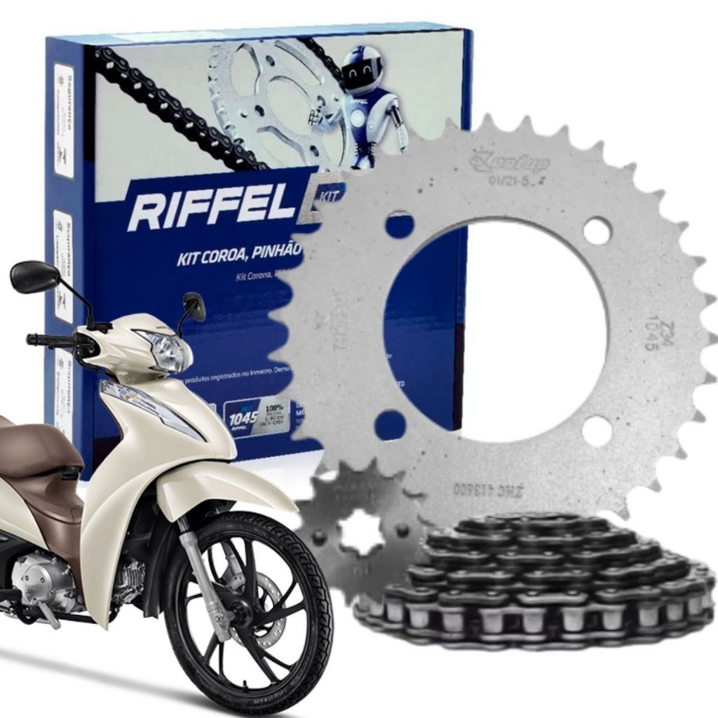 Kit Relação Tração Transmissão Honda Biz 110 125 2005 a 2025 Original Riffel