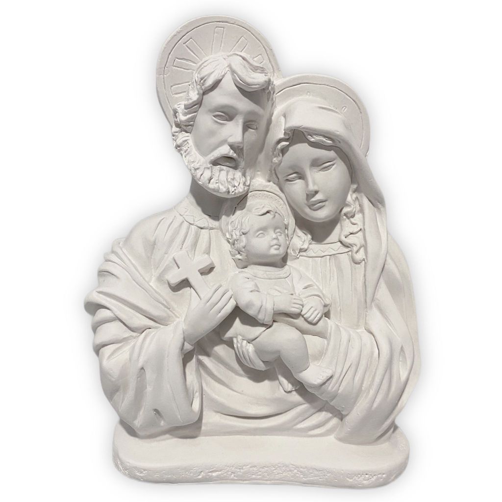 Sagrada Família Auréola 17cm em Gesso Cru em Oferta na Shopee