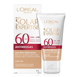 Protetor Solar Facial L'Oréal Paris Solar Expertise Antirrugas Fps 60 Com Cor 40G em Oferta na Shopee
