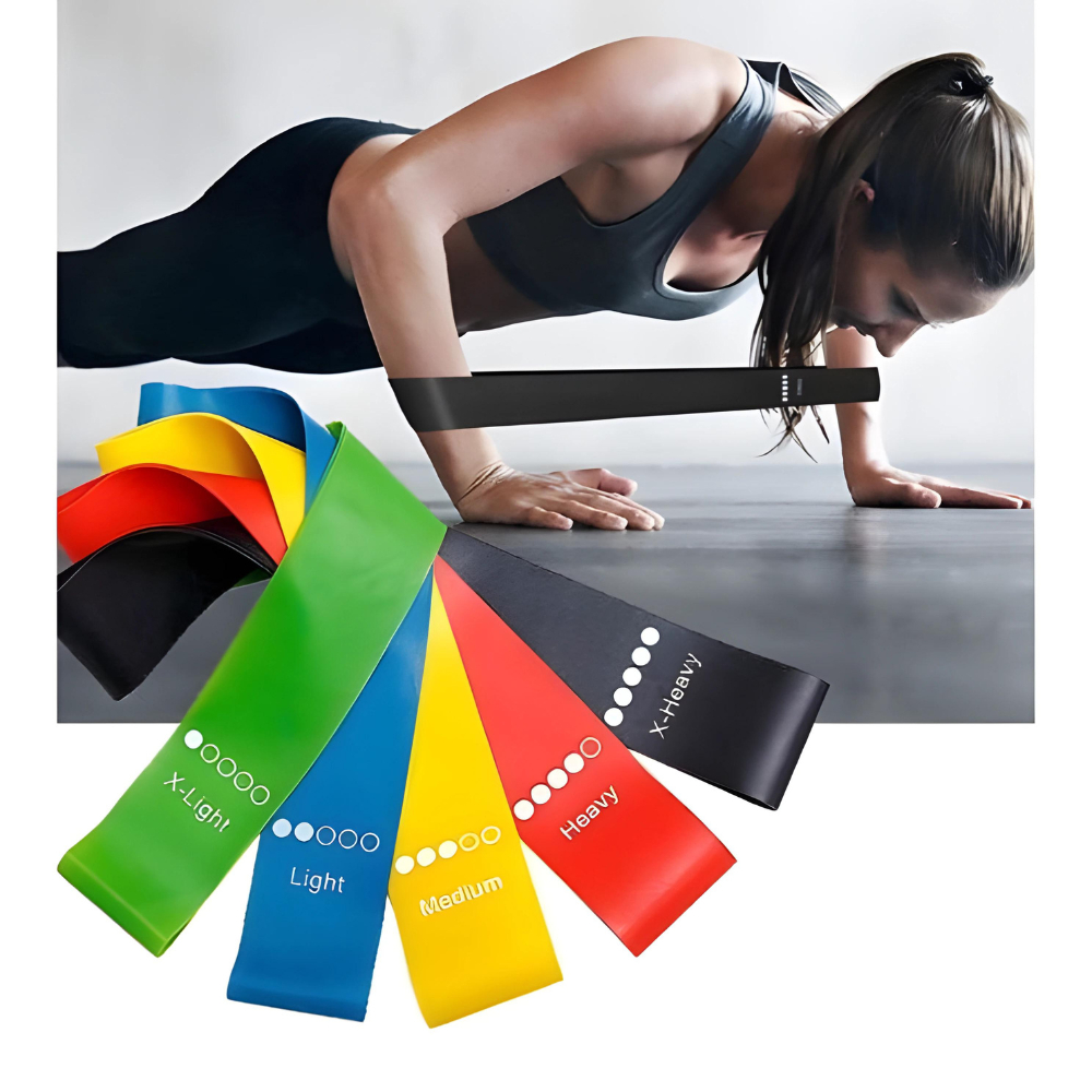 Kit 5 Faixas elásticas Thera Mini Band Fisioterapia Multifuncional Crossfit