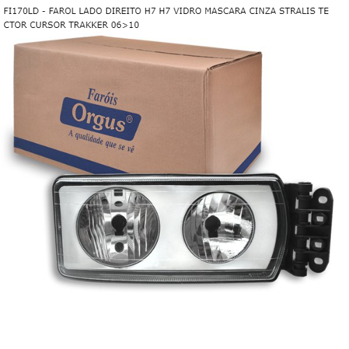 FAROL LADO DIREITO H7 H7 VIDRO MASCARA CINZA STRALIS TECTOR CURSOR TRAKKER 06>10