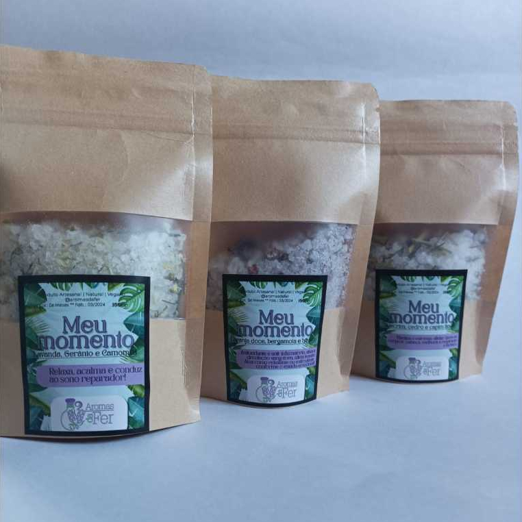 Kit 3 Escalda Pés e Sais de Banho Lavanda, Bergamota, Capim Limão