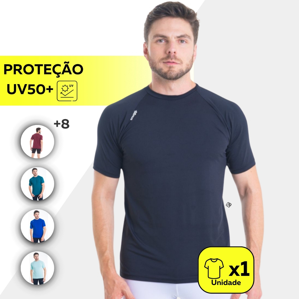 Camiseta Curta Masculina Proteção Solar UV50+ Snugg Esporte, Academia, Corrida, Treino