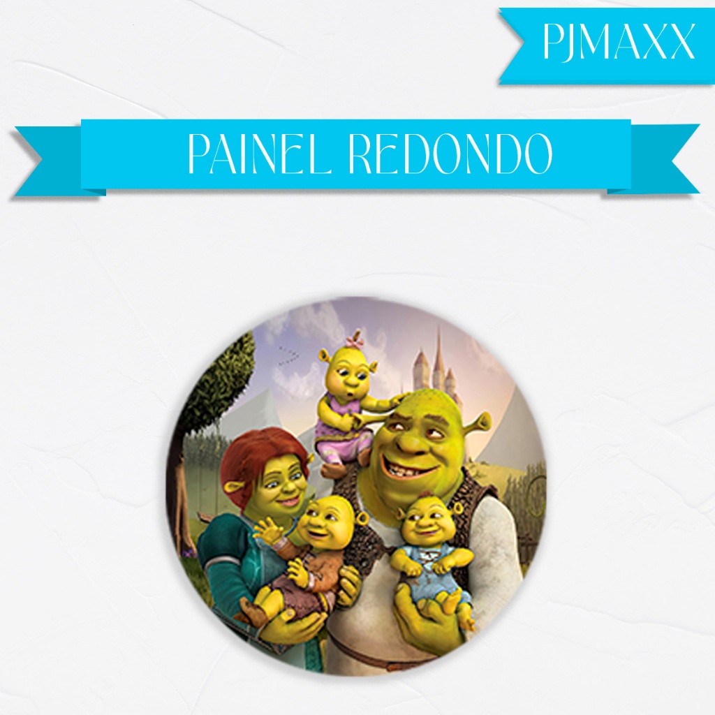 Capa Para Painel Redondo Tema Shrek Fiona Familia Filme Decoração Festa Aniversario Malha Sublimada em Oferta na Shopee