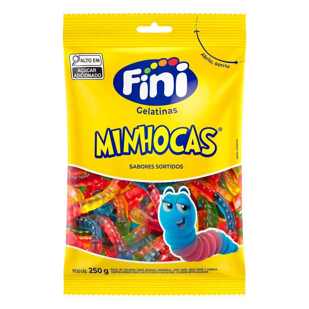 Bala de Gelatina Minhocas Brilho 250g - Fini