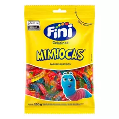 Bala de Gelatina Minhocas Brilho 250g - Fini