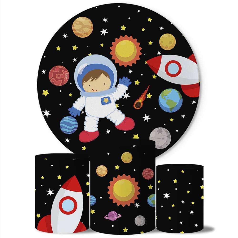 Trio Capa Cilindro + Painel Tema Astronautas Veste Fácil em Oferta na Shopee