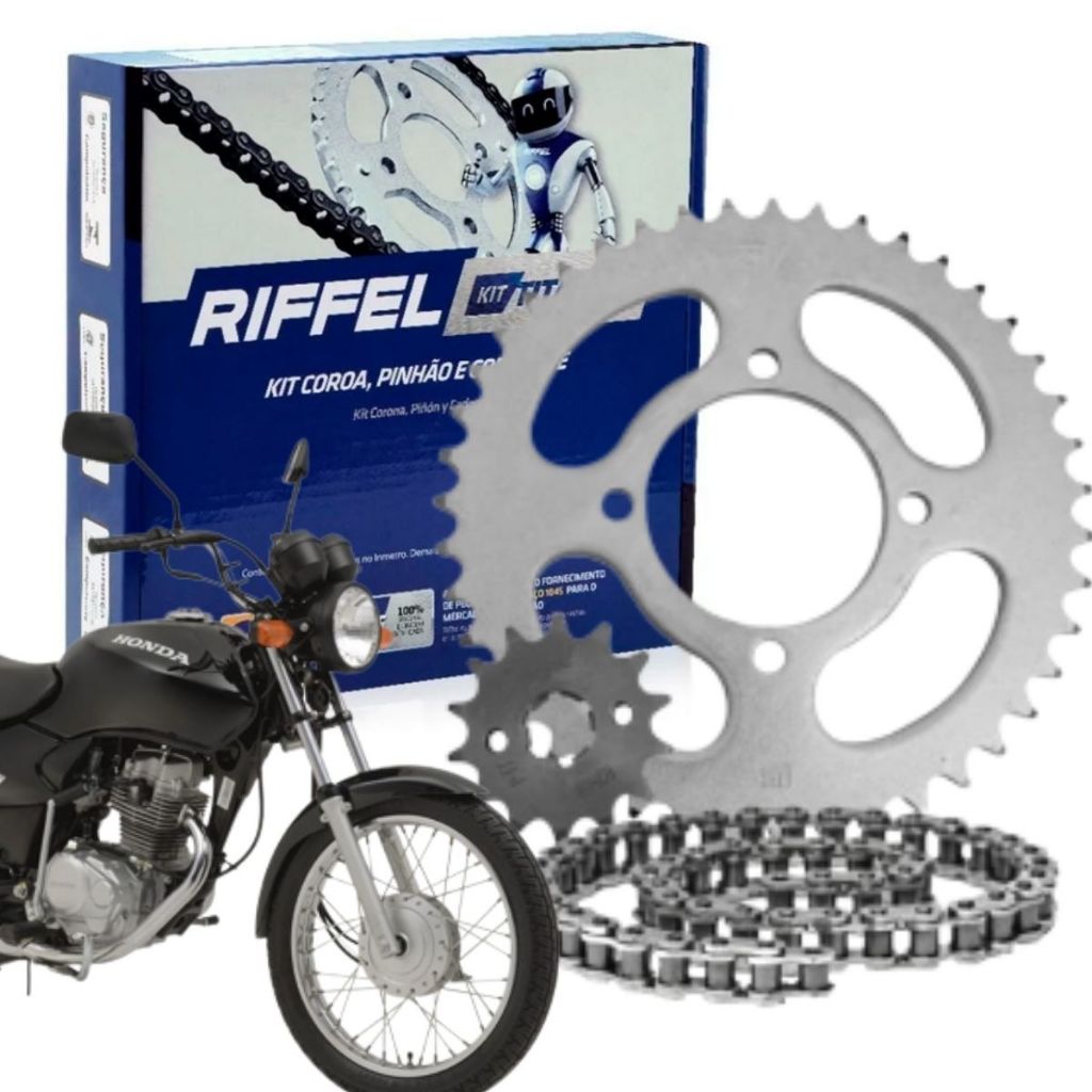 Kit Relação Tração Transmissão Honda Cg Titan Fan 125 2000 a 2008 Original Riffel