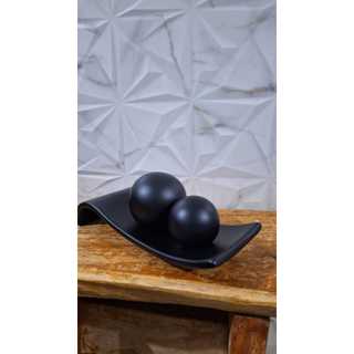 Kit Decoração Rampa com 2 Esferas Cerâmica Pintura Luxo