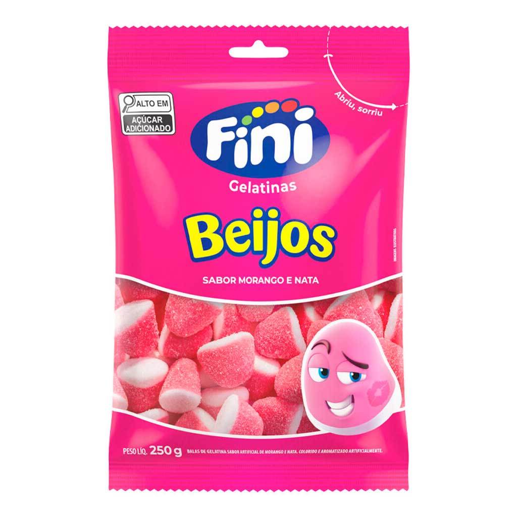 Bala de Gelatina Beijos de Morango 250g - Fini