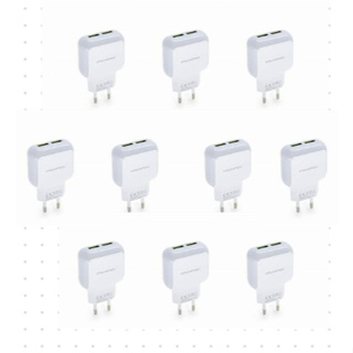 Kit 10 Fonte Para  Carregador Celular Turbo 2 Entradas Usb 3.1 H-maston em Oferta na Shopee